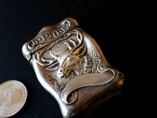 Antique Sterling Silver Match Safe Vesta Case Elk Head Design