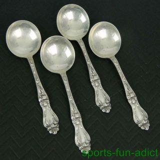 Set Of 4 Lily - Floral By Frank Whiting Sterling Silver 6 1/8 " Cream Soup Spoons