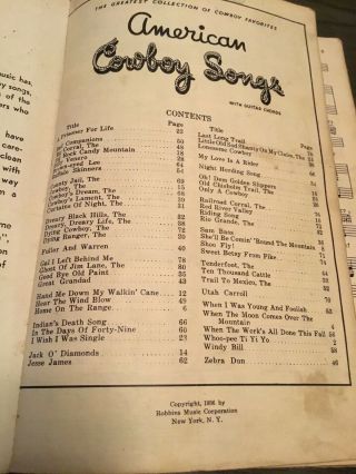 1936 American Cowboy Songs Booklet Robbins Music and Guitar Chords Cattle C90 4