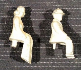 Vintage Cast Iron Man & Woman Replacement Horse Wagon Rider Figures