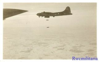 Org.  Photo: Aerial View 384th Bomb Group B - 17 Bomber Dropping Bombs On Target