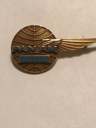 Vintage Pan Am Purser Wings Pin Lgb 10k Nsp Usa Uniform American Airlines Badge