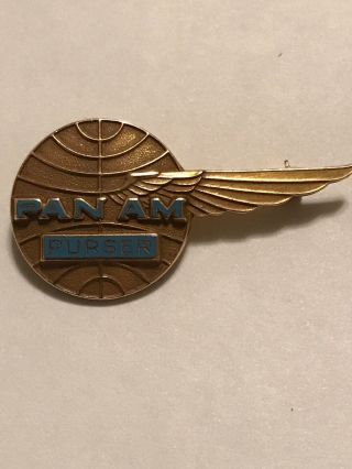 vintage Pan Am Purser WINGS pin LGB 10K NSP USA UNIFORM American Airlines Badge 2
