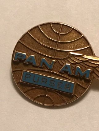 vintage Pan Am Purser WINGS pin LGB 10K NSP USA UNIFORM American Airlines Badge 8
