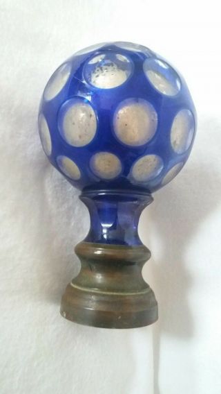 ANTIQUE FRENCH BLUE CUT - TO - CLEAR NEWEL POST FINIAL 2