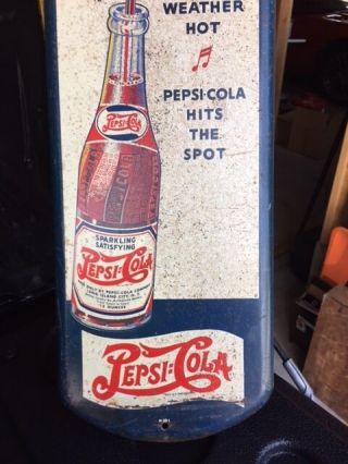 Rare 1930 ' s Pepsi - Cola Sipping Girl Advertising Thermometer 3