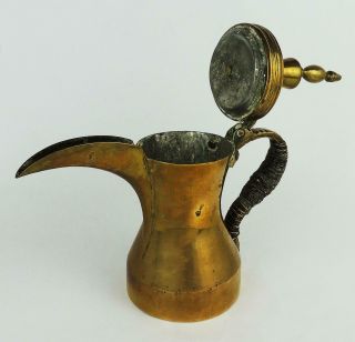 Antique ISLAMIC ARABIC BRASS COFFEE POT / DALLAH 10 Inches Tall 2