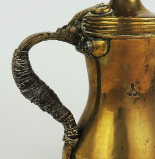 Antique ISLAMIC ARABIC BRASS COFFEE POT / DALLAH 10 Inches Tall 4