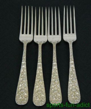 Set Of 4 Stieff Rose By Kirk Stieff Sterling Silver 6 7/8 " Forks