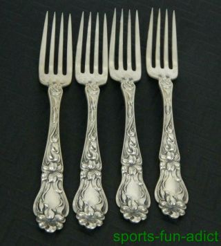 Set Of 4 Lily - Floral By Frank Whiting Solid Sterling Silver 7 " Forks