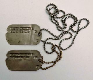Wwii U.  S.  Army Gi T - 44 Notched Dog Tags Of Charles L.  Walsh