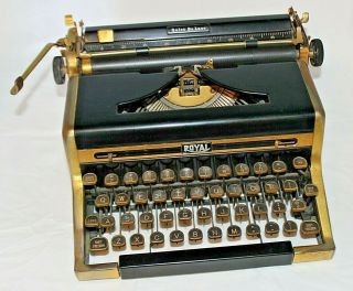 Rare Vintage Royal Quiet De Luxe 24k Plated Portable Typewriter 1940 