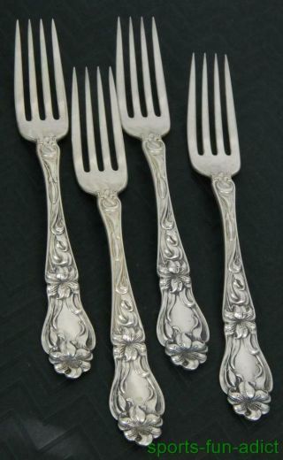 Set Of 4 Lily - Floral By Frank Whiting Solid Sterling Silver 7 " Forks - S