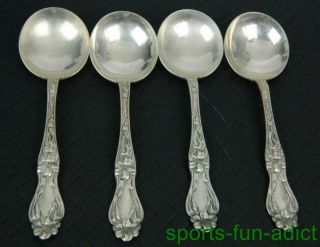 4pc Lily - Floral By Frank Whiting Sterling Silver 6 1/8 " Cream Soup Spoons