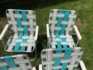 4 Vintage Aluminum Webbed Folding Chairs 3