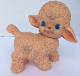 Vintage 1955 The SUN RUBBER Co Baby Sheep Lamb SQUEAK Toy 2