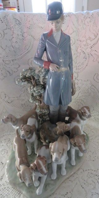 Lladro Pack Of Hunting Dogs 5342 Ltd Ed 931/3000 Rare Signed With Wood Stand
