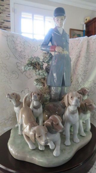Lladro Pack of Hunting Dogs 5342 Ltd Ed 931/3000 RARE Signed with Wood Stand 3
