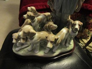 Lladro Pack of Hunting Dogs 5342 Ltd Ed 931/3000 RARE Signed with Wood Stand 7