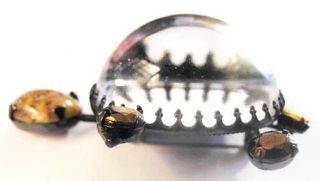 Signed SCHREINER Jelly Belly Lucite Body TURTLE TREMBLER Pin Art Glass Brooch 3
