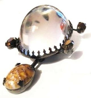 Signed SCHREINER Jelly Belly Lucite Body TURTLE TREMBLER Pin Art Glass Brooch 4
