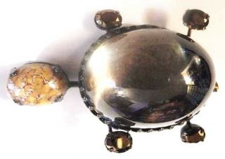 Signed SCHREINER Jelly Belly Lucite Body TURTLE TREMBLER Pin Art Glass Brooch 7