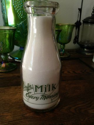 CHESTNUT FARMS,  DELMAR,  DEL.  (One Pint) vintage milk bottle w/ green lettering 5