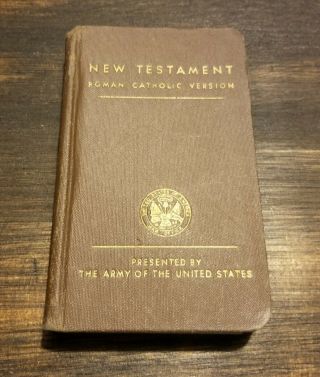 (1941) Us Army Military Bible Pocket Testament Roman Catholic Version Prayer