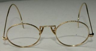 Antique B&l Bausch & Lomb 14k Fully Etched Frames Eyeglasses Not Scrap 14.  2g