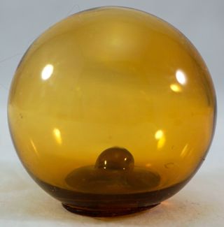 Vintage Japanese Hand Blown Glass Fishing Float 2 5/16 " Diameter Amber In Color