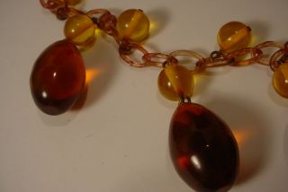 Vintage CELLULOID Chain Bakelite Dangle Charm Necklace 4