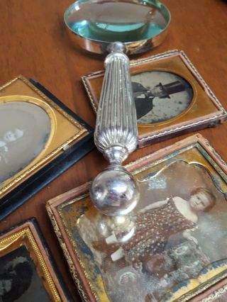 - Antique Silver Plate Magnifying Glass - Melon & Ball Handle Heavy 5