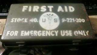 Ww2 Era Us Army Issued First Aid Medical Department Metal Box Field Kit