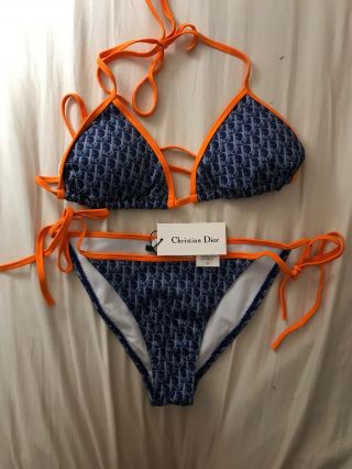 Christian Dior - Womens Vintage Blue And Orange Bikini