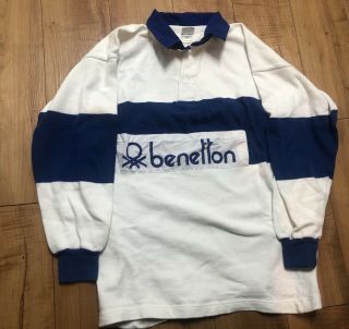 Vintage Benetton Xl Rugby Blue 1980s