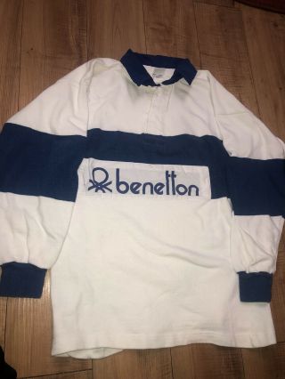 Vintage Benetton XL Rugby Blue 1980s 5