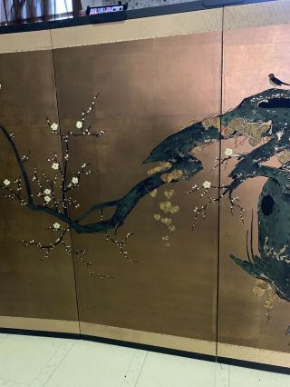 VTG Japanese Chinese 4 Panel Folding Screen Byobu Painted about 76x36 antique 4
