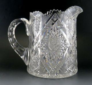 Antique Abp American Brilliant Cut Crystal Glass Milk/water Pitcher/jug