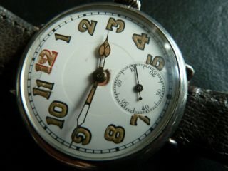 Rare Large Stunning Vintage Avia Ww1 Trench Officers Solid Silver Watch.