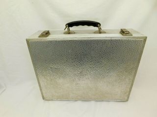 Vintage Hasselblad West Germany Camera Hard Case Hammered Texture Silver 18x15x5