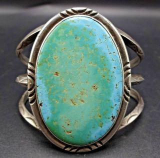 Vintage Navajo Sterling Silver Light Blue & Green Turquoise Cuff Bracelet 57.  8g