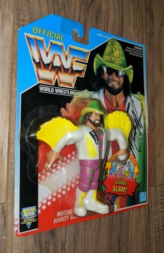 WWF Hasbro SIGNED Macho Man Randy Savage MOC Series 5 WWE ELITE RARE RETRO HOF 3