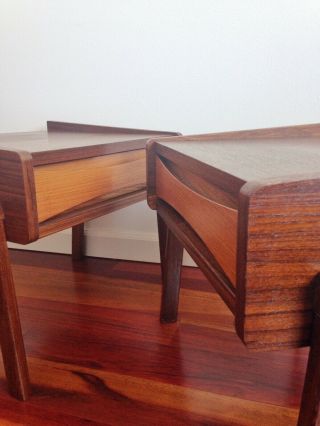Teak Nightstands Bedside Tables Mid Century Modern Danish Vintage Arne Vodder