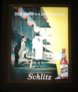 Vintage Rare 1962 Schlitz Beer Light Up Sign Wh 6 Extra Inserts Yogi,  Boxing,