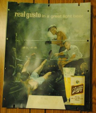 Vintage Rare 1962 Schlitz Beer Light Up Sign wh 6 Extra Inserts Yogi,  Boxing, 7