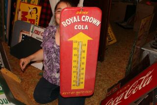 Large Vintage C.  1950 Rc Royal Crown Cola Soda Pop 26 " Metal Thermometer Sign