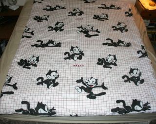1983 Vtg Felix The Cat Comforter Bedspread 64 X 72 Thick