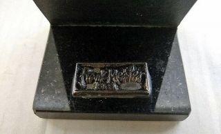 MEZUZAH ON BLACK GRANITE STAND BY ISRAELI ARTIST FRANK MEISLER F100 VINTAGE 7