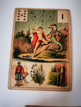 ANTIQUE Vintage Rare 1890 Grand Jeu de Mlle Lenormand Collectable Tarot 8