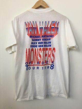 VTG 1988 Van Halen Monsters Of Rock 50/50 Soft - thin Concert Tee - XL 6